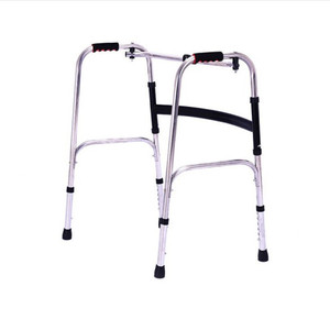 Andador de cuatro patas con ruedas para personas mayores y pacientes hemipléjicos, diseño plegable de acero inoxidable - Product Image 3