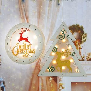Factory Wholesale Wooden Material Christmas Hanging Ornament Decoration Warm White <b>LED</b> <b>Light</b> - Product Image 1