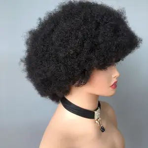 Xuchang Rauw Haar Leverancier 180 Dichtheid Afro Kinky Krullend Bob Maagdelijke Cuticula Uitgelijnd Menselijk Haar Kant Pruiken Voor Zwarte Vrouwen