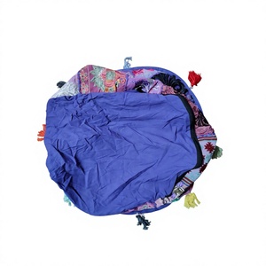 Housse de coussin de sol ronde en patchwork brodé bohème 18x18, housse de pouf ottoman en soie avec taies d'oreiller décoratives, cadeau pour elle - Product Image 3