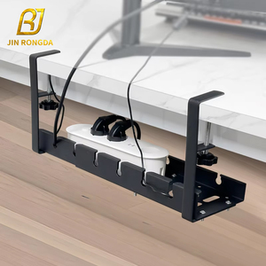 조정 가능한 텔레스코픽 케이블 관리 트레이 사무실 책상 아래 수납 정리함 도구 와이어 정리함 드릴링 필요 없음 - Product Image 3