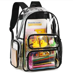 학생 학교 작업 축제 스포츠 여행을위한 헤비 듀티 투명 백팩 시스루 책가방