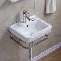 Oferta en Hoteles: Lavabo de Porcelana Cerámico para Baño, Montado en Pared, Diseño Artístico, con un Solo Orificio