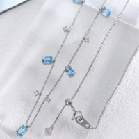 Elegante rodio plateado plata 925 joyería natural Topacio Azul suizo/Collar de Topacio Azul Londres para mujer collares de joyería fina