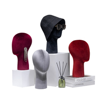 Maniquí de cabeza de terciopelo de color, modelo de exhibición, soporte de plástico, accesorios para joyería, gafas, bufanda, sombrero