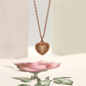 Heart Shape Cat's Eye Stone Necklace Rose Gold Titanium Steel Clavicle Chain For Women Gift Jewelry - Product Image 2