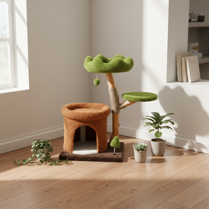 <span class=keywords><strong>Arbre</strong></span> à chat multi-niveaux, tour, poteau à gratter en sisal, forme d'<span class=keywords><strong>arbre</strong></span> mignonne, design écologique, cadre d'escalade pour chat, lit, grotte, carton - Product Image 2