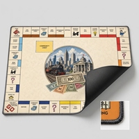Tapis de jeu de société personnalisé 24x14 pouces, sublimation couleur intégrale, tissu polyester écologique, base en caoutchouc, bords cousus