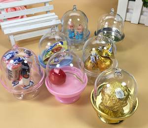 Mini Cute Transparent Gold <strong>Tray</strong> Plastic <strong>Candy</strong> Box Wedding Party Mini Cake Cup Stands Chocolate Gifts <strong>Candy</strong> Box - Product Image 3