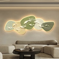 Nouveauté Design Poisson Avec Horloge Lumière Led Peinture Acrylique Impression Uv Idées de Salon Lampe Murale Art Mural Lumineux