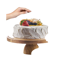 Support à gâteau en bois d'acacia 12 pouces couvercle acrylique 2-en-1 ensemble de présentation de table à Dessert pour planche à charcuterie grands outils de gâteau