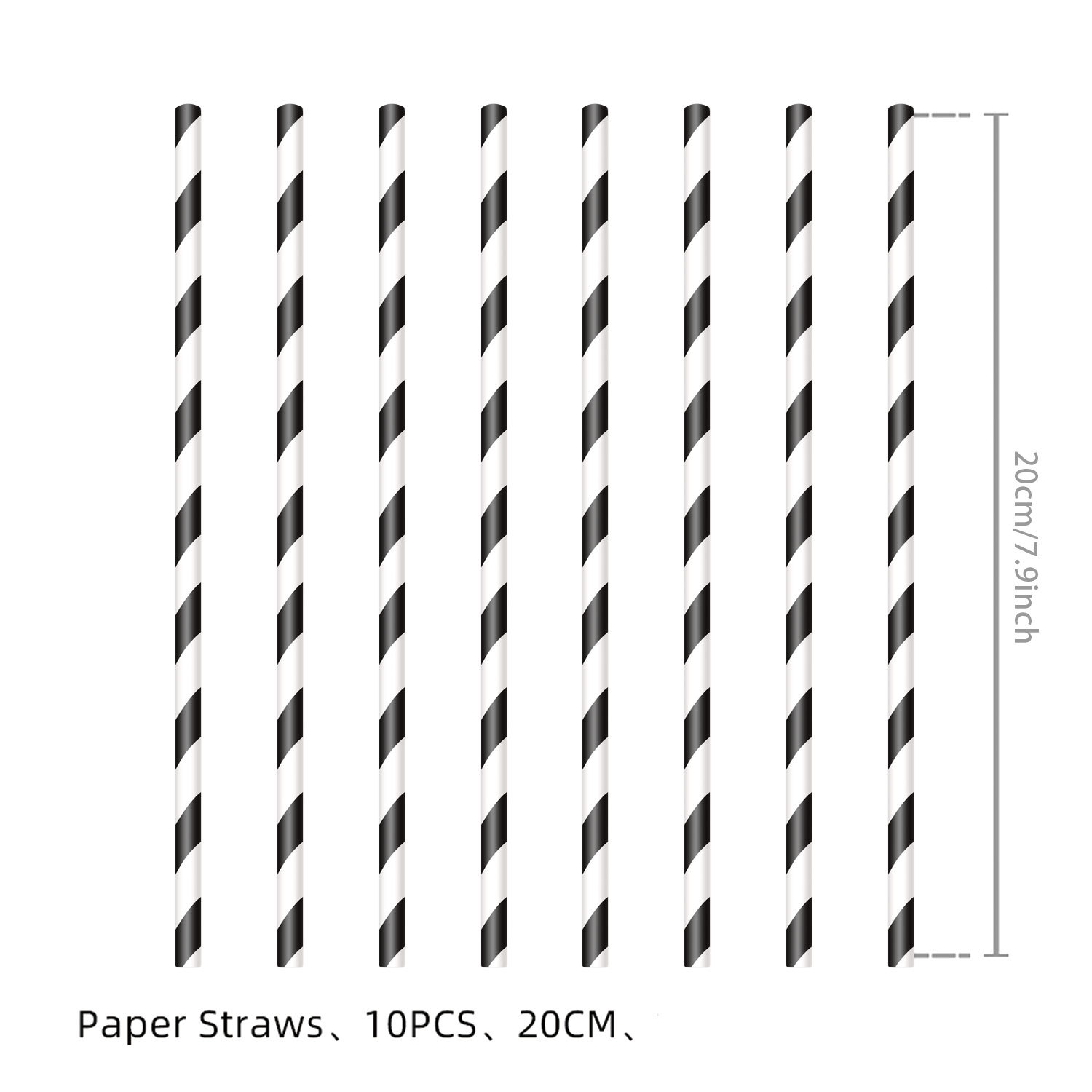 Paille en papier noire-10 pièces