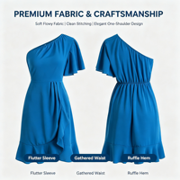 Nouvelle Robe de Soirée Européenne et Américaine à Volants, Manches Courtes, Taille Haute, Couleur Unie, Décontractée, pour Femme Adulte, Printemps