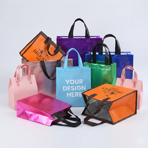 Sac de transport réutilisable en tissu non tissé imprimé en sérigraphie et laminé pour la fabrication de bougies, avec logo personnalisé et cordon de serrage - Product Image 5