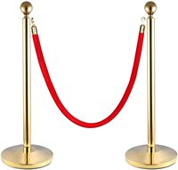 Poteaux de Sécurité en Acier Inoxydable Poli Or 51mm avec Corde pour Contrôle de Foule Rouge