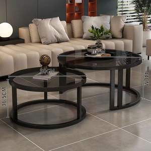 Ensemble <span class=keywords><strong>de</strong></span> tables basses rondes modernes, plateau <span class=keywords><strong>en</strong></span> panneau <span class=keywords><strong>de</strong></span> roche nano-lumineux, pieds <span class=keywords><strong>en</strong></span> métal doré, <span class=keywords><strong>table</strong></span> d'appoint pour salon, bureau à domicile - Product Image 4