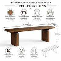 Banc d'entrée en bois massif de qualité supérieure, grain noyer, design moderne à lattes, table console fonctionnelle, couleur personnalisable pour villa et salon