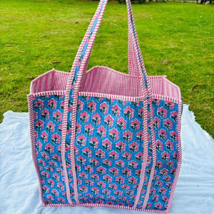 Cotton Large Capacity Tote Bags Vintage Floral Quilted Tote Bags For Everyday Use Eco friendly Shopping/Shoulder Bag Gifts - Product Image 1