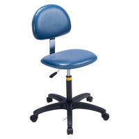 Chaise de laboratoire ESD moderne P08 en cuir et nylon avec dossier, réglable en hauteur, avec anneau de repose-pieds et roulettes pivotantes, pour écoles et hôpitaux
