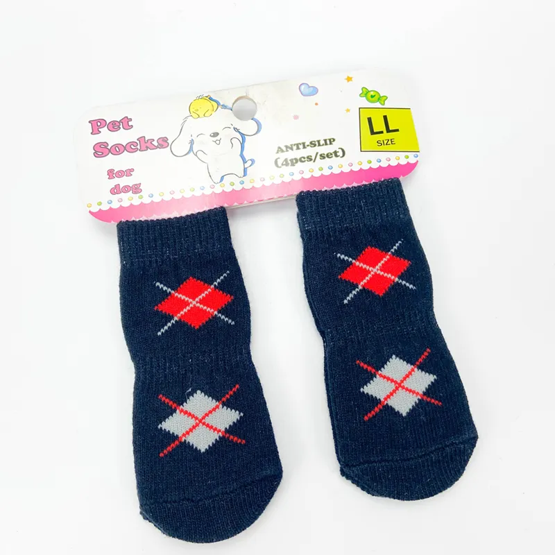 4pcs/set Fashion Print Cotton Anti-slip Pet Dog Socks Shoes Pet Apparel Accessories