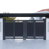 Porte coulissante automatique en alliage d'aluminium, porte d'entrée rétractable pour allée, télécommande pour jardin, villa