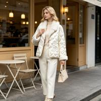 Neuer Chinesischer Stil Damen-Daunenjacke mit Echtem Nerzpelzkragen, Kranich-Stickerei, Tang-Anzug-Design, Diamant-Steppung, Warmer Wintermantel