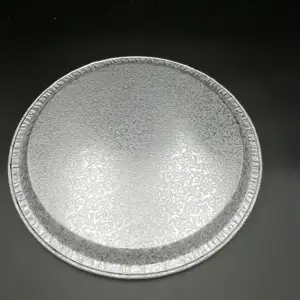 Bandeja de servicio de papel de aluminio redonda para Pizza, soporte de parrilla de barbacoa con tapa de plástico, 12 pulgadas