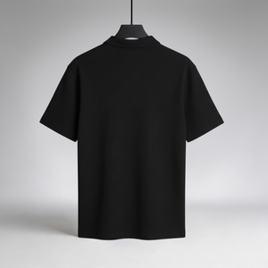 เสื้อโปโลลำลองสีดำสำหรับผู้ชายระดับไฮคลาส ผ้าสั่งทำพิเศษ ผลิตแบบ OEM ODM - Product Image 6