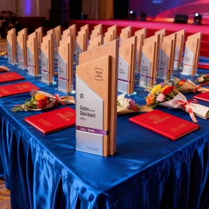 Trophée personnalisé en bois massif et métal, trophée en acrylique, logo, qualité supérieure, écologique, gravé, style <span class=keywords><strong>pyramide</strong></span> - Product Image 4