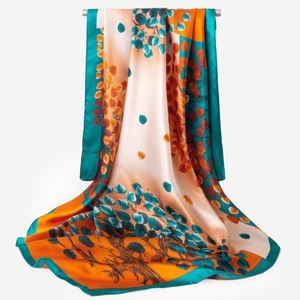 Pañuelos Cuadrados Grandes de Satén, Tipo Seda, para Cuello y Cabello, Estilo Vintage - Product Image 1