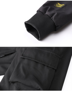 Giacca a vento Casual da uomo autunnale con cerniera alta abbigliamento da strada <span class=keywords><strong>Bomber</strong></span> Hip Hop nero - Product Image 5