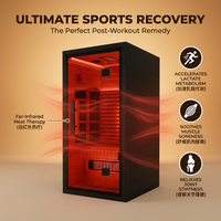 Sauna infrarouge en bois de pruche du Canada avec fonction vapeur sèche, lampe de luminothérapie rouge et chauffage intérieur