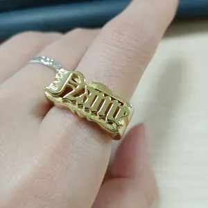 Anel de aço inoxidável, anel da moda 3d com nome, letra inicial, anéis personalizados, unissex, hip-hop, punk, anel de dedo personalizado