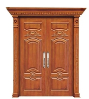 Vente chaude Bois massif Extérieur Double Porte D'entrée