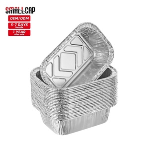 Petit <span class=keywords><strong>plat</strong></span> oblong en feuille <span class=keywords><strong>d</strong></span>'aluminium de 230ml, plateau jetable de qualité alimentaire avec couvercle, <span class=keywords><strong>plat</strong></span> en feuille <span class=keywords><strong>d</strong></span>'étain pour la cuisson et le barbecue - Product Image 1
