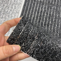 Nouveau Or et Argent Noir Strass Brodé Motif Strass Fer sur Applique Dentelle Nigeria Venise