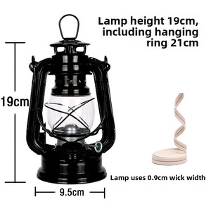 Lanterne à pétrole vintage en fer forgé, portable, pour camping, éclairage de tente, ambiance nostalgique, à énergie cinétique, étanche - Product Image 3
