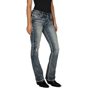 <span class=keywords><strong>Jeans</strong></span> Rockrevival Aarna Bootcut da <span class=keywords><strong>donna</strong></span> retrò ricamati in tinta unita ampia in Denim traspirante - Product Image 5