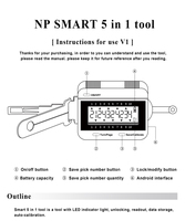 Juego de Herramientas NP Tools HU66 V.3 5 en 1 con Luz LED, Decodificador Inteligente para Automóviles, Herramienta de Cerrajería para Abrir Cerraduras de Vw/Audi