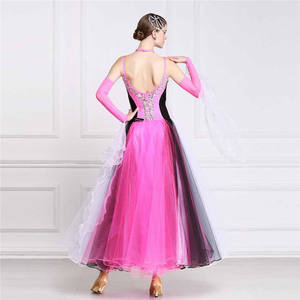 Haute qualité col rond rose et blanc de <span class=keywords><strong>danse</strong></span> Latine robe concurrence valse <span class=keywords><strong>danse</strong></span> de salon robes B-14438 - Product Image 4