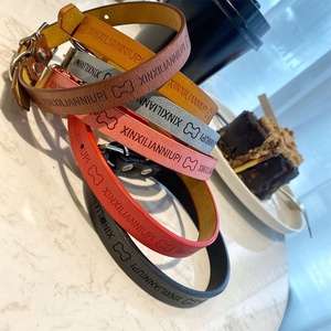 Collares de cuero para mascotas de diferentes colores, <span class=keywords><strong>Collar</strong></span> de cuero hecho a mano de lujo para perros, venta al por mayor - Product Image 1