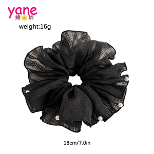 קוריאני Mesh Pearl Large Hair Scrunchies Vacation סִגְנוֹן אורגנזה קוקו רצועות שיער אביזר לשיער - Product Image 2