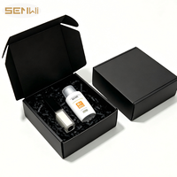 Boîte cadeau en carton ondulé noir avec logo personnalisé, laminage mat, recyclable, écologique, emballage pour cosmétiques, rouge à lèvres, soins de la peau