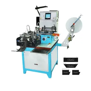 Machine de découpe d'étiquettes tissées multifonctions, Machine automatique de découpe et de pliage d'étiquettes de ruban de Satin de vêtement de t-shirt