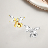 Gaby Factory Direct ASTM F136 Titane Forme Libellule Marquise CZ Labret Piercing d'oreille et de lèvre Cadeau pour Mariage et Fête