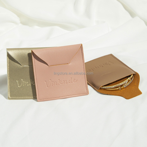 8*8cm Luxury <b>Envelope</b> Brown Black Gold Waterproof PU Leather Jewelry Pouch Watch Camera <b>Gift</b> Bag for Jewellery Storage - Product Image 5