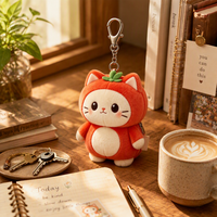 Porte-monnaie en peluche chat kaki personnalisé, mini porte-clés avec fermoir métallique, breloque de sac en peluche douce, cadeaux OEM