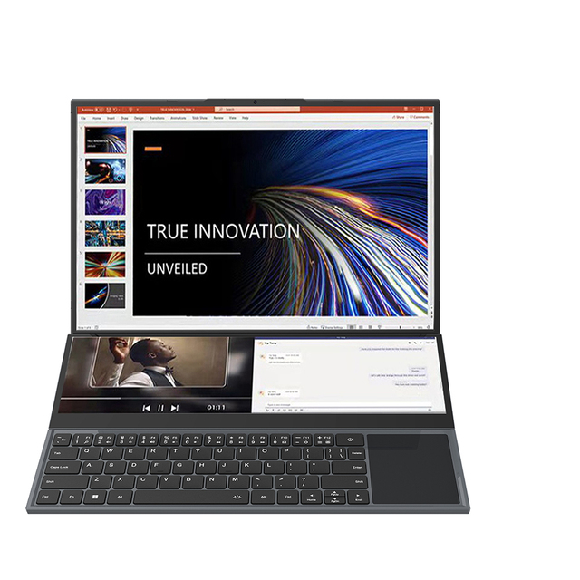 16+14 Inch I7-10750H Dual Screen Laptop with SSD TN Panel Wireless English Keyboard for Gaming Watching Movies & Office Work