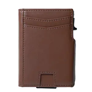 2024 Front Pocket Men's Leather Pop Up Wallet New Design RFID Business Credit Card Holder With Magnetic Closure Type For Men