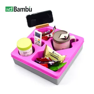 Wdf Hot Selling Couch Console Buddy Organizer Coaster Caddy Couchbar Bamboe Bank Cup Houder Lade